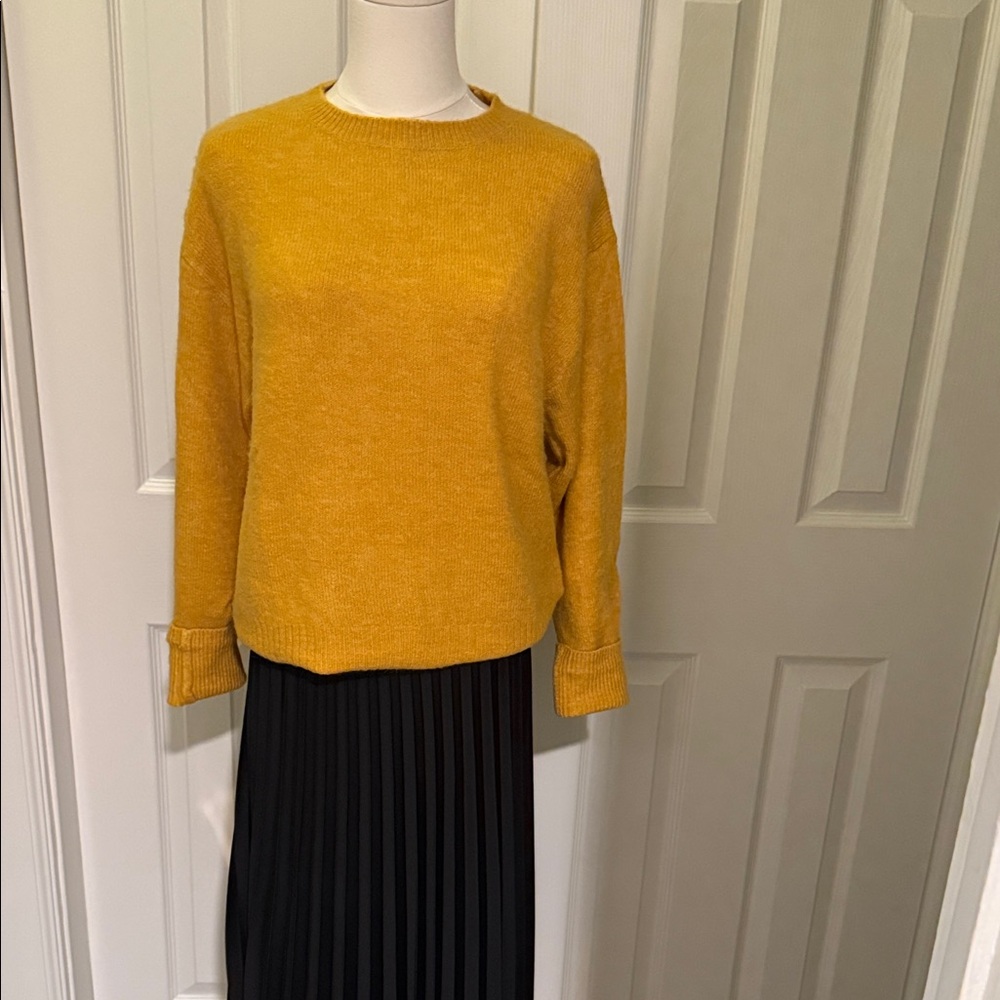 H&M Golden Mustard Wool Slouchy Crewneck Sweater